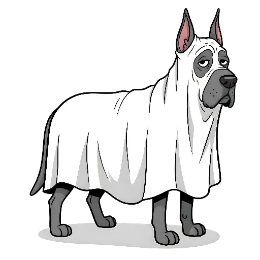 Cartoon Grumpy Dog Ghost Halloween Custom Kiss-Cut Sticker