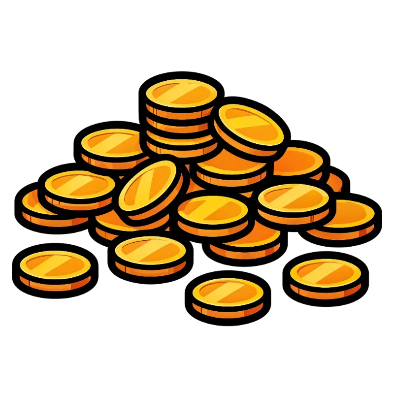 Playful Illustrated Stack of Gold Coins with Bold Outlines