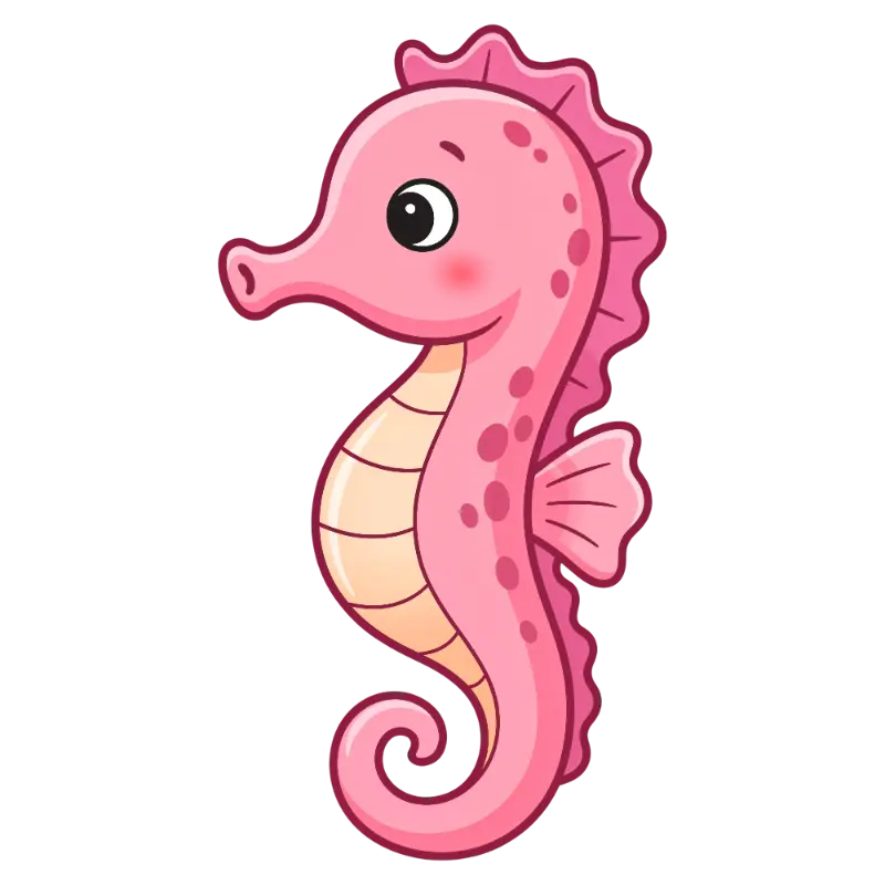 Adorable Pink Seahorse with Large Eyes and Cheek Blush