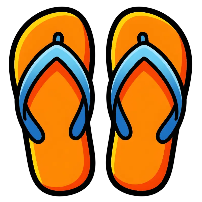Bright Cartoon Flip-Flops with Thick Black Outlines