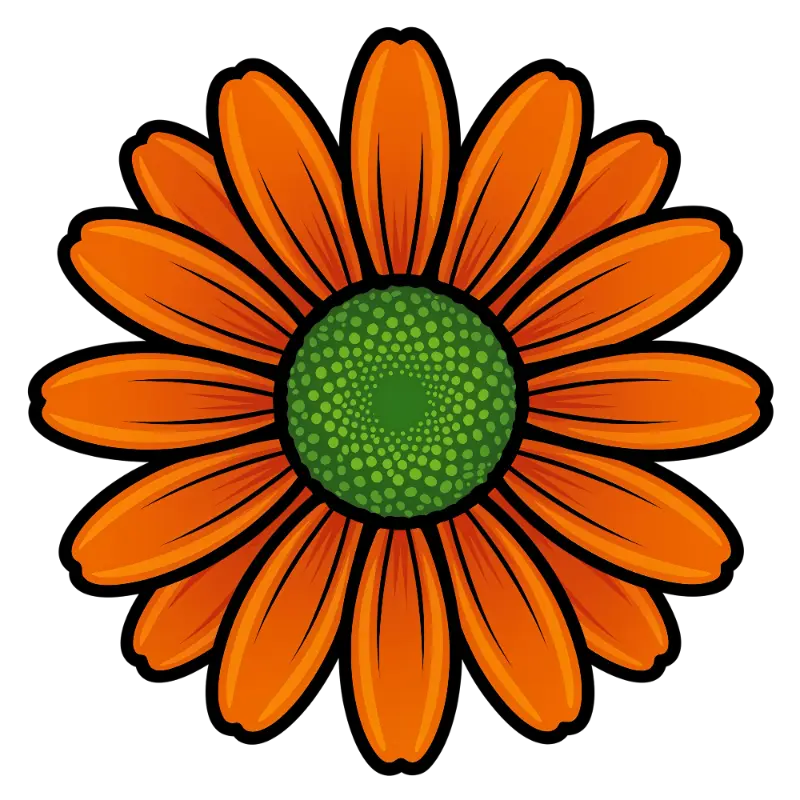 Vibrant Graphic Orange Flower with Concentric Dot Center
