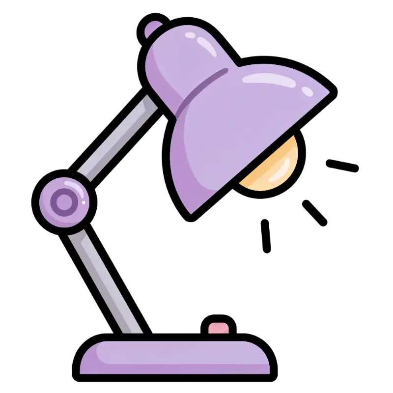 Playful Lavender Cartoon Desk Lamp with Thick Outlines