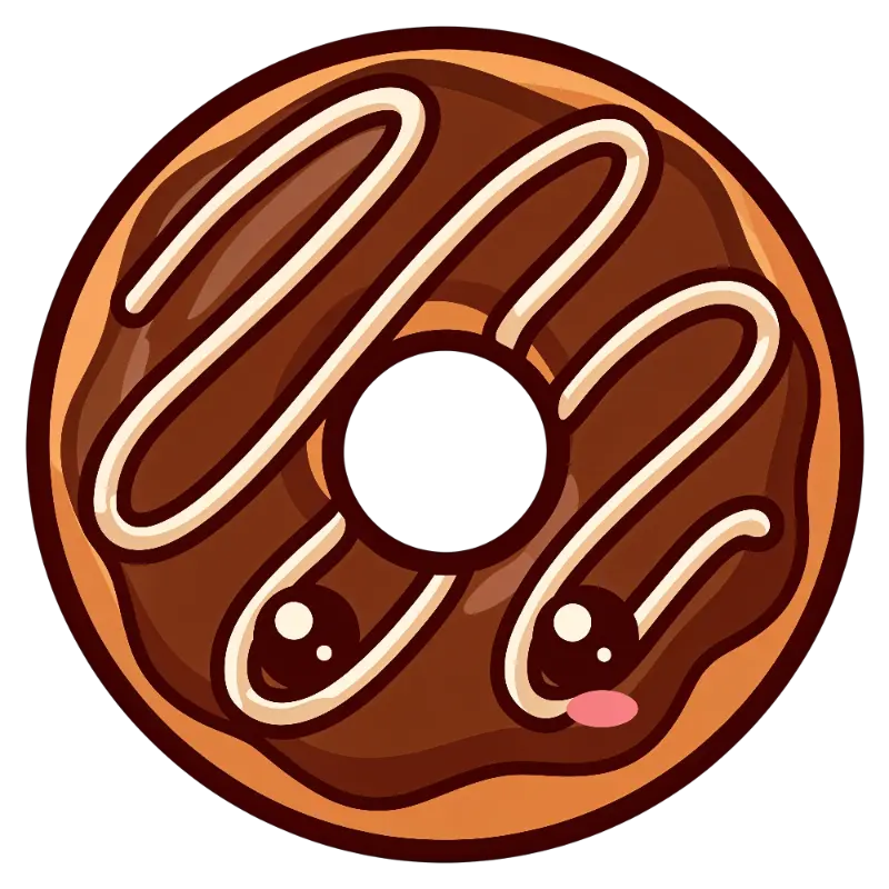 Sweet Chocolate Donut Character with Cartoon Face and Tongue