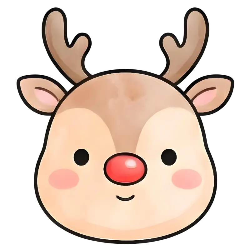 Watercolor Christmas Deer Face Illustration for Holiday Season