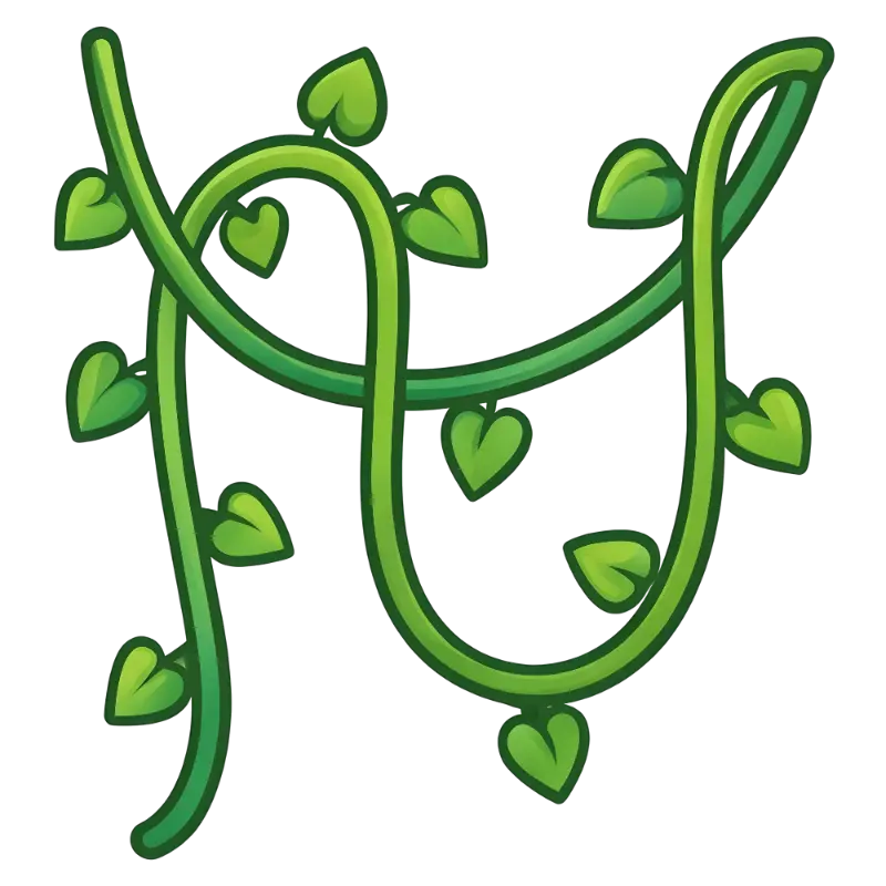 Playful Stylized Green Vine with Heart-shaped Leaves