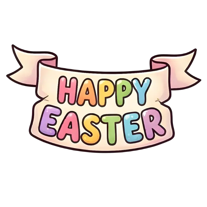 Bubbly Happy Easter Lettering Cartoon Kiss Cut Sticker