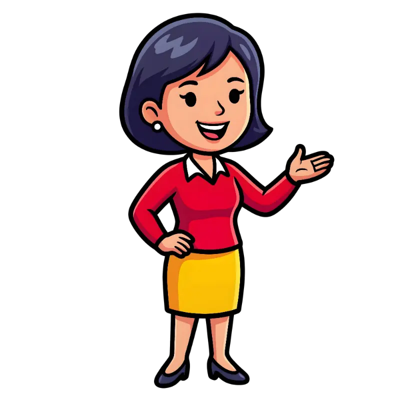Friendly Businesswoman Cartoon with Open Hand Presentation