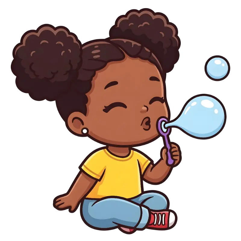 Cute Cartoon Girl Blowing Bubbles Kiss Cut Sticker - Playful Vector Art