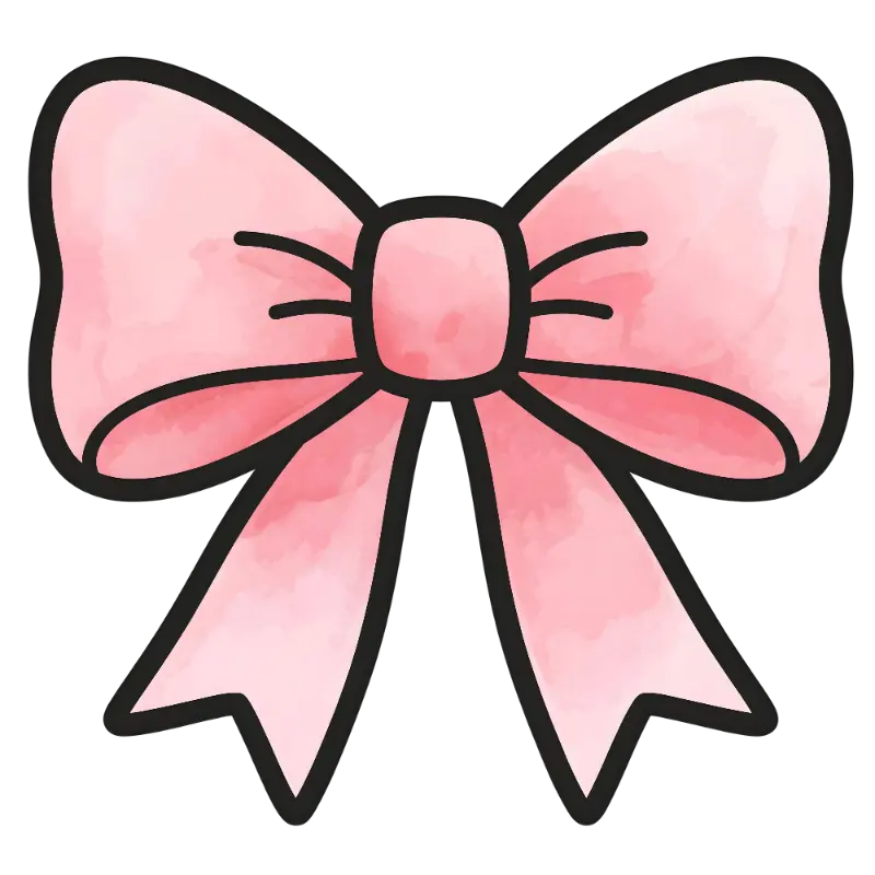 Playful Pink Bow Illustration with Watercolor Texture
