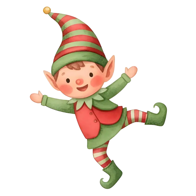 Cute Watercolor Christmas Elf Illustration for Joyful Holidays