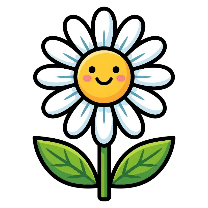 Kawaii Smiling Daisy Flower Cartoon Kiss Cut Sticker