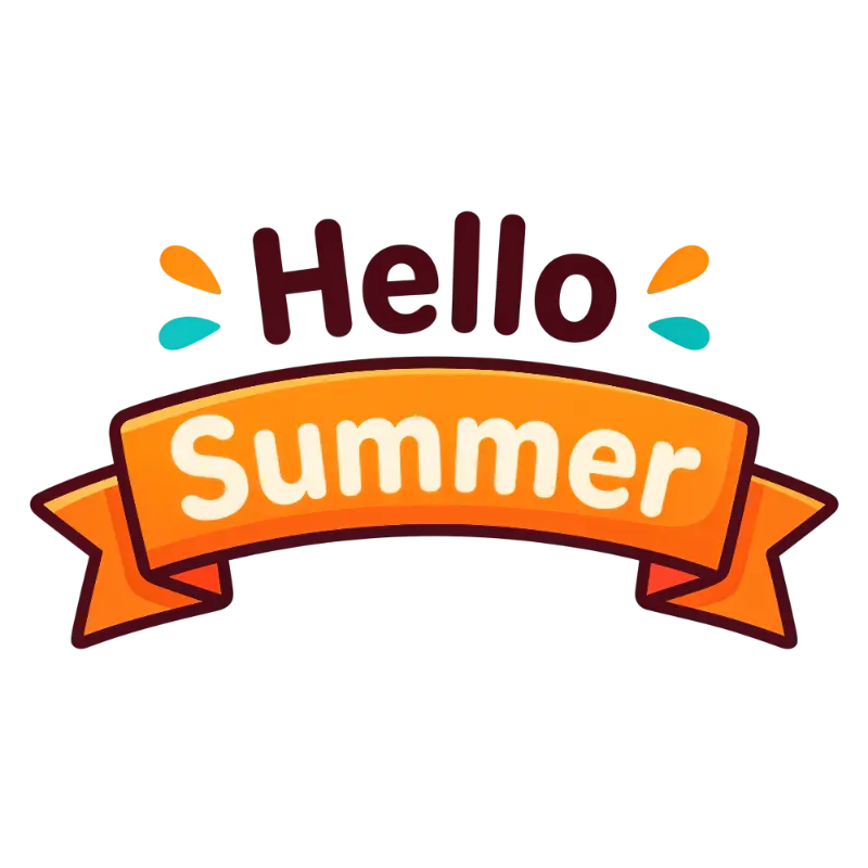 Bold Graphic Hello Summer Ribbon Banner Typography
