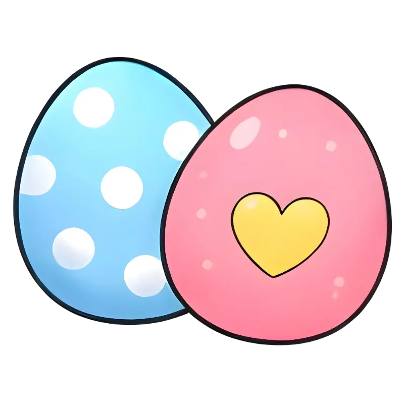 Cute Cartoon Easter Eggs Illustration: Pink, Blue, Hearts, Polka Dots