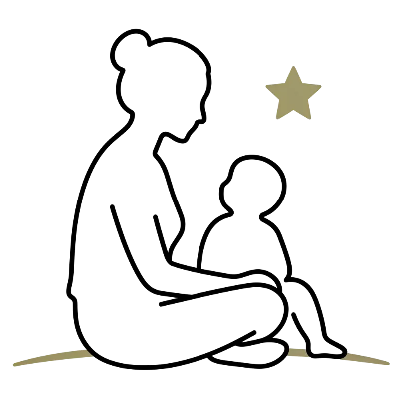 Minimalist Black and Gold Mother and Child Star