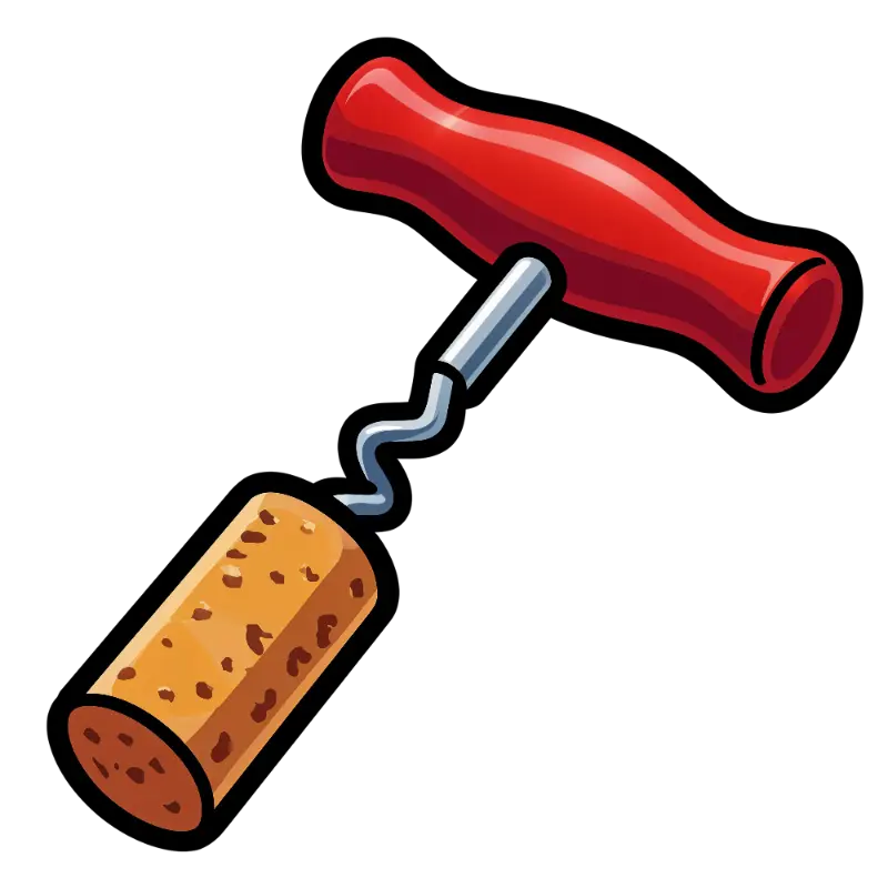 Graphic Red Corkscrew and Cork