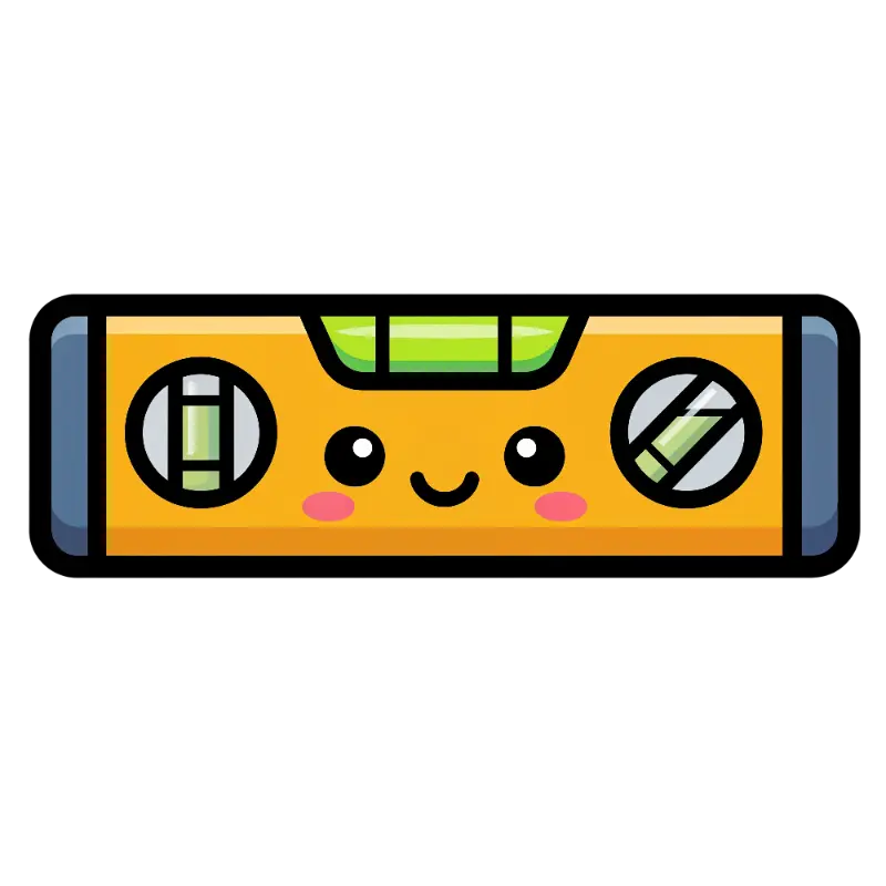 Playful Kawaii Spirit Level with Rosy Cheeks and Green Bubbles