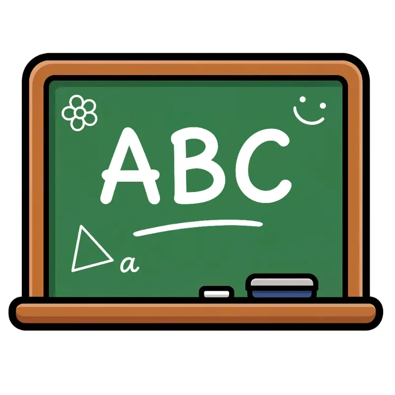 Cartoon School Chalkboard with ABC and Playful Drawings