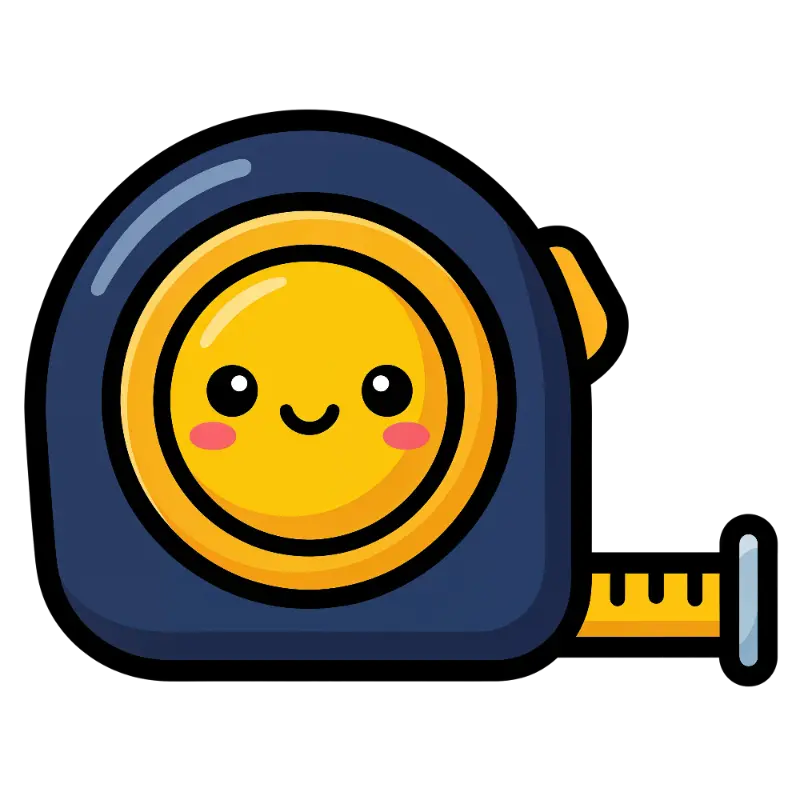 Playful Kawaii Measuring Tape Character with Smiling Face