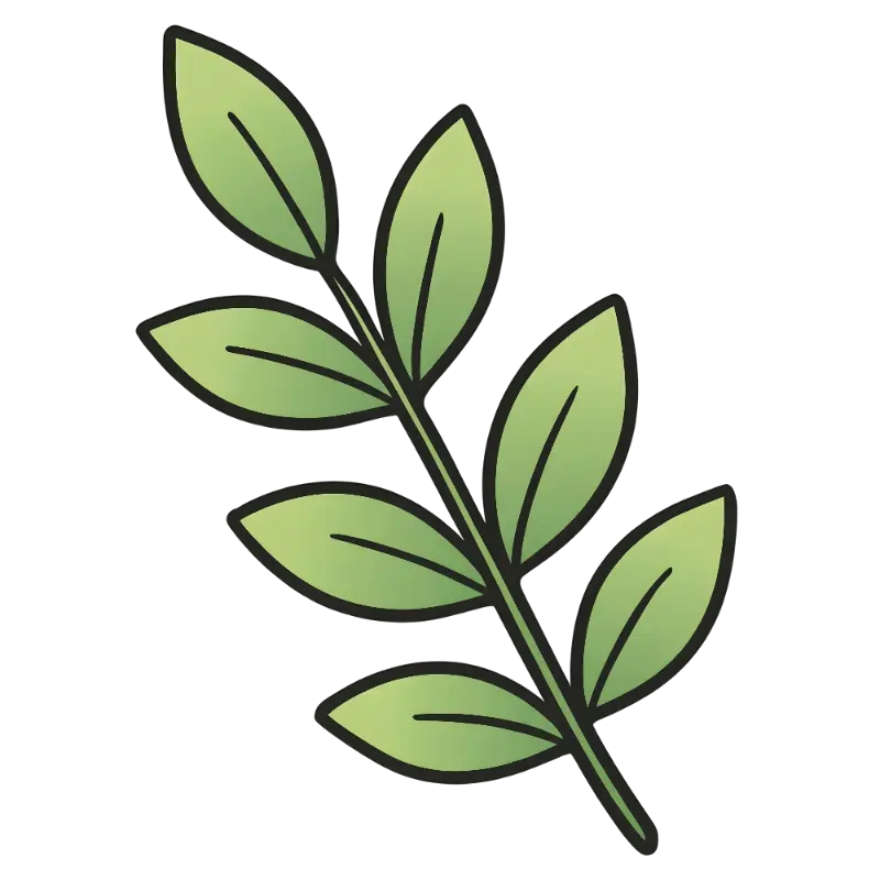 Clean Minimalist Gradient Line Art Green Leaf Branch