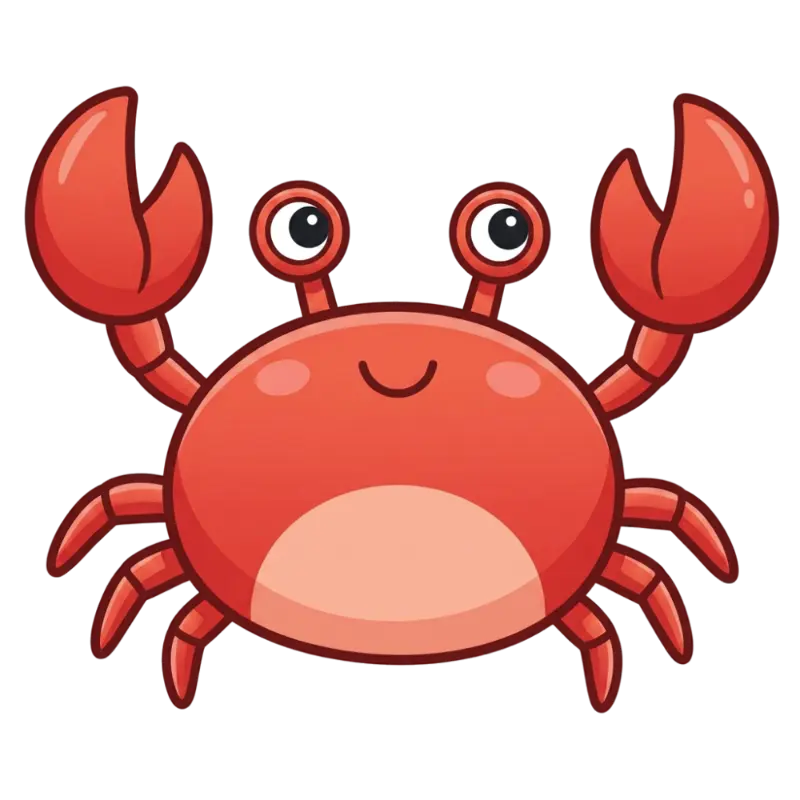 Cute Cartoon Red Crab Character with Googly Eyes