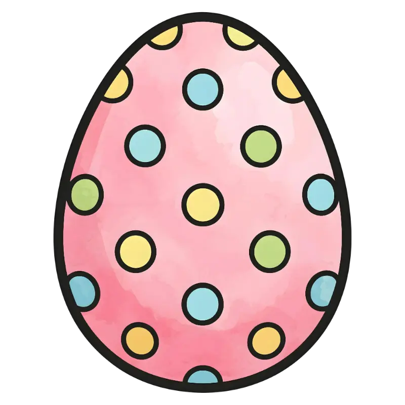 Cute Pastel Polka Dot Easter Egg with Watercolor Texture