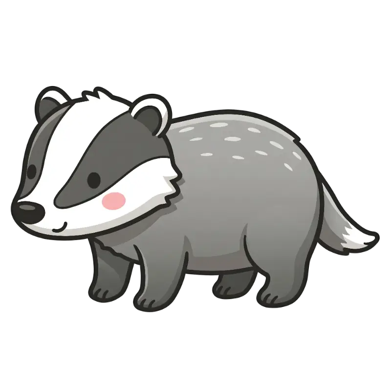 Playful Rounded Badger Character in Cute Cartoon Style