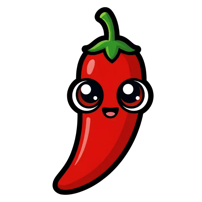 Cute Kawaii Red Chili Pepper Character with a Playful Smile