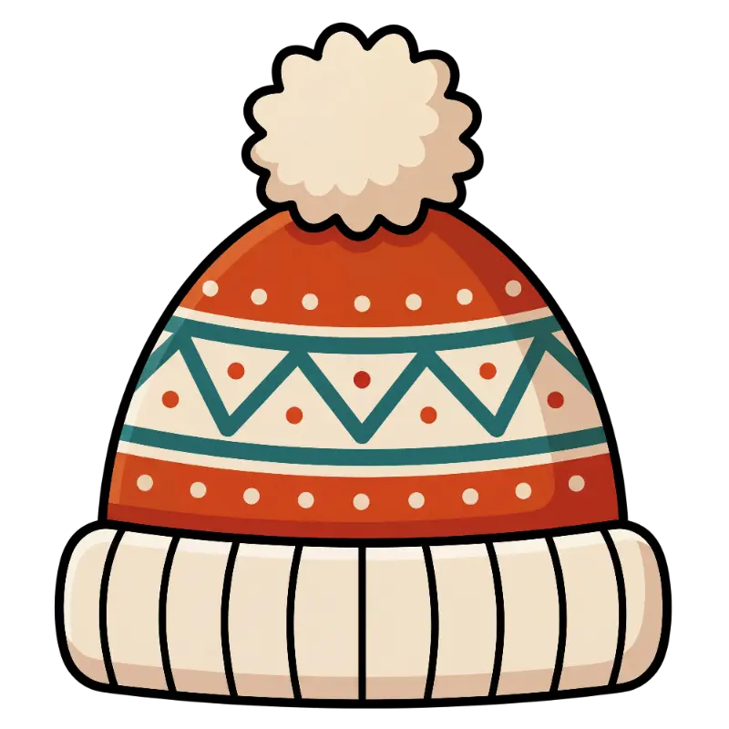 Cute Cartoon Knit Hat with Colorful Zigzag and Dot Patterns