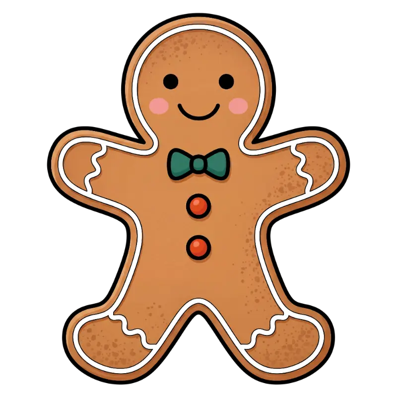 Cute Cartoon Gingerbread Cookie Character