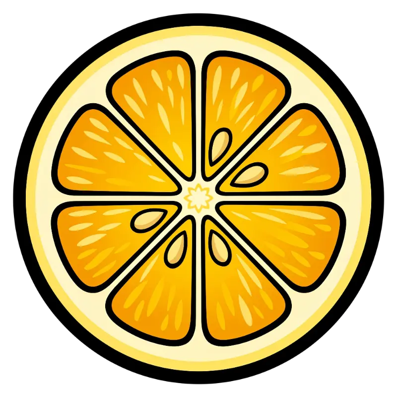 Playful Cartoon Lemon Slice with Star-Shaped Center