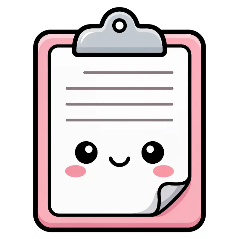 Kawaii Smiling Pink Clipboard Character with Blushed Cheeks