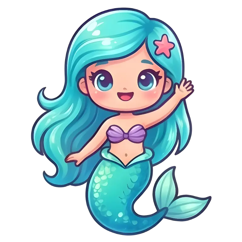 Kawaii Mermaid with Starfish Hair
