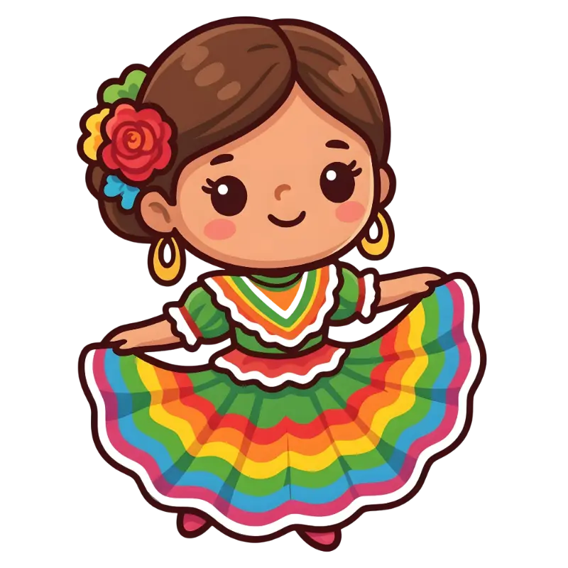 Joyful Chibi Girl in Rainbow Dress