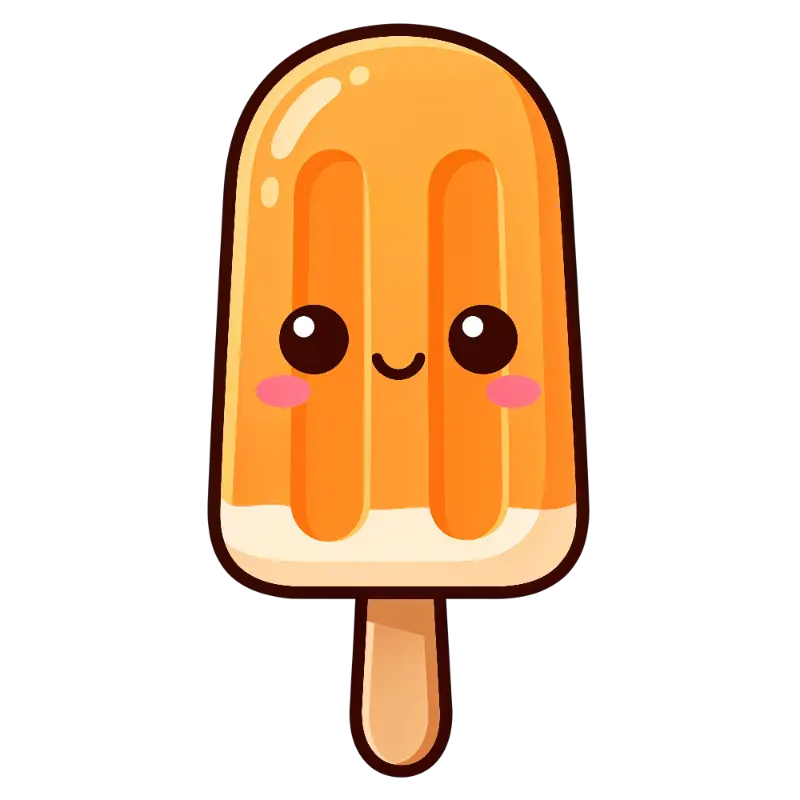 Cute Cartoon Popsicle with Blush Cheeks and Smile
