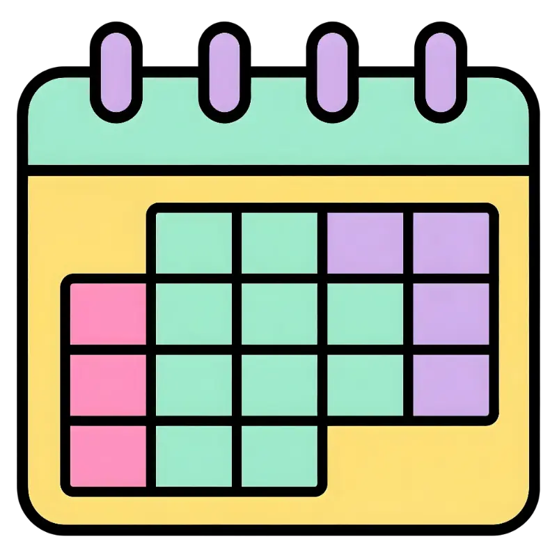 Flat Color Block Calendar Grid