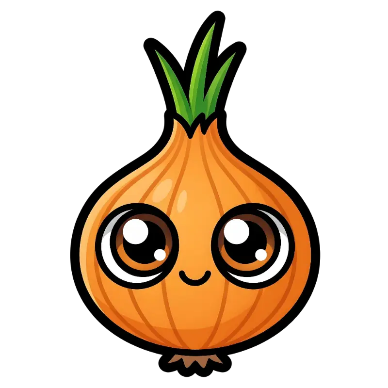 Friendly Cartoon Onion Character with Big Round Eyes and Sweet Smile