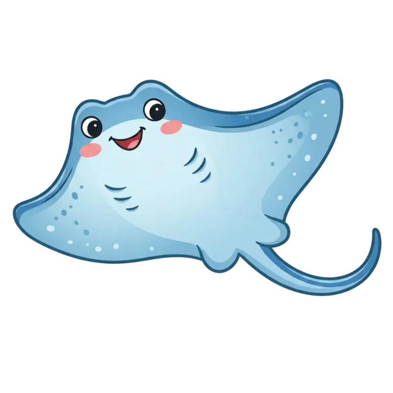 Adorable Smiling Stingray with Pink Cheeks and Spotted Fins