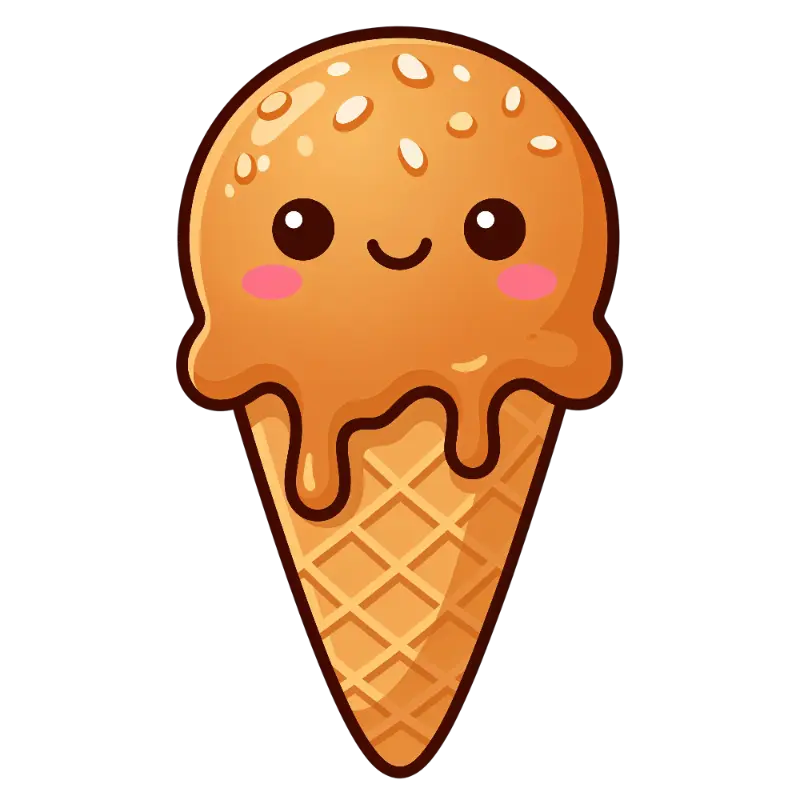 Kawaii Melting Ice Cream Cone Character with Sprinkles