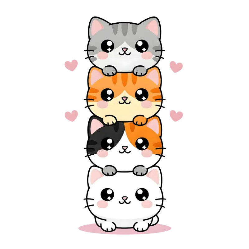 Charming Adorable Cat Tower with Big Shiny Eyes and Rosy Cheeks