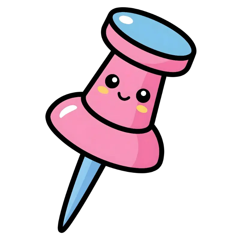 Glossy Pink Pushpin Kawaii Character