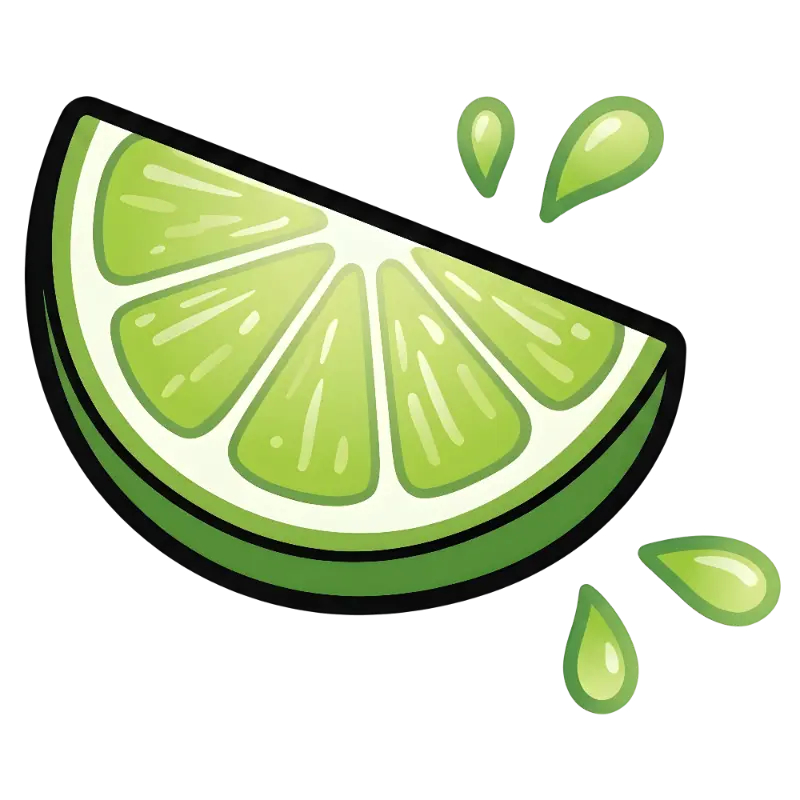 Graphic Lime Wedge with Glossy Highlights and Thick Outlines