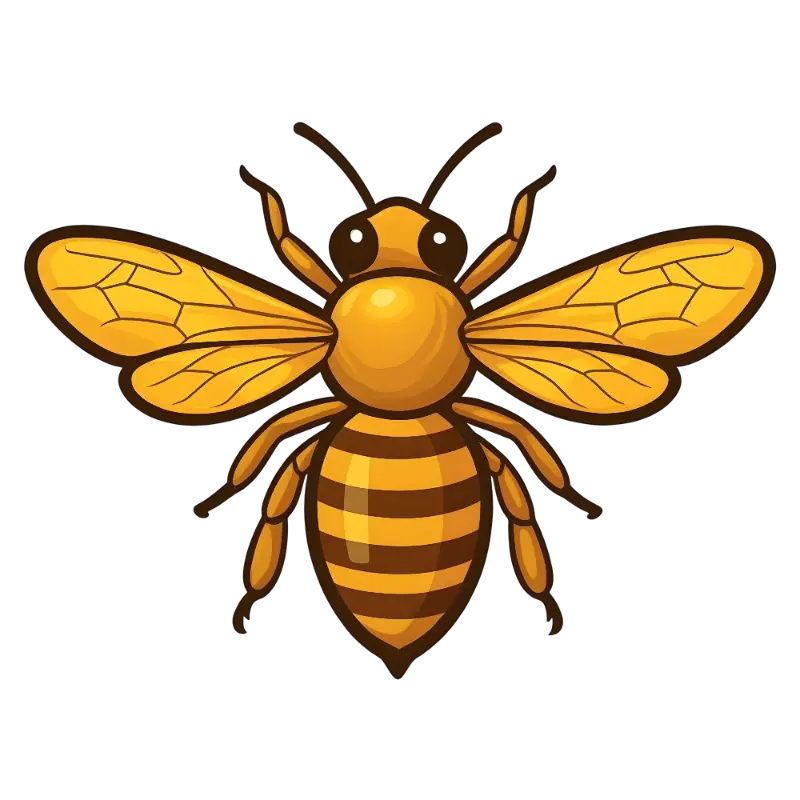 Friendly Playful Cartoon Bee with Large Eyes and Bold Outlines