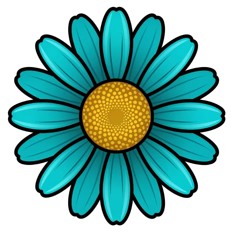 Vector Teal Gradient Daisy