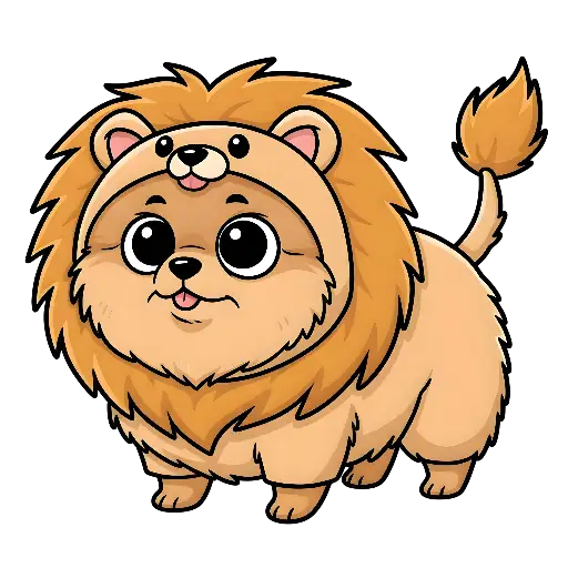 Chibi Dog Lion Costume Illustration Custom Kiss-Cut Stickers