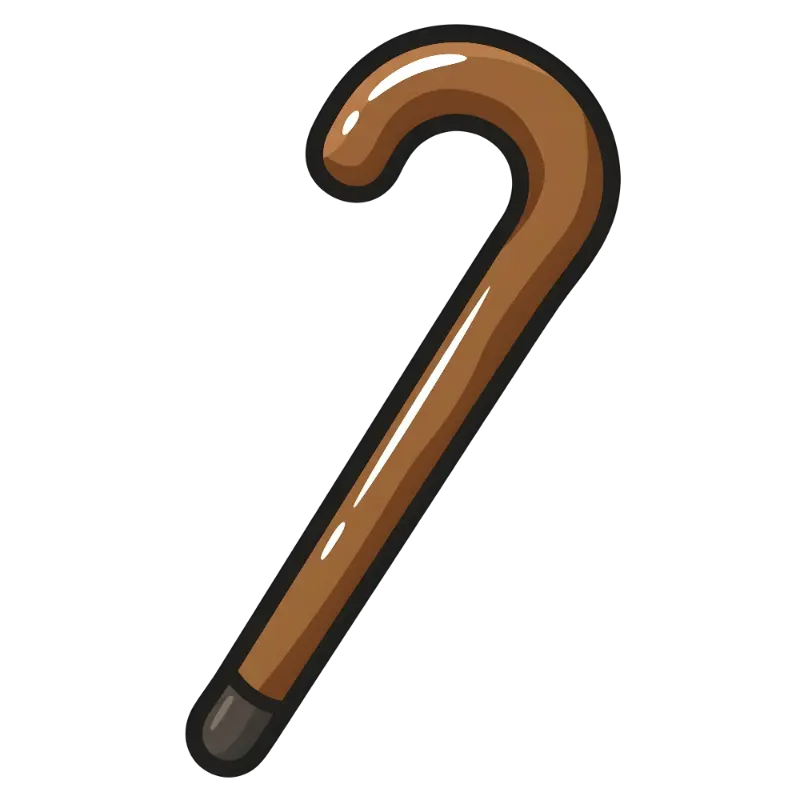 Cartoon Walking Stick with Glossy Highlights