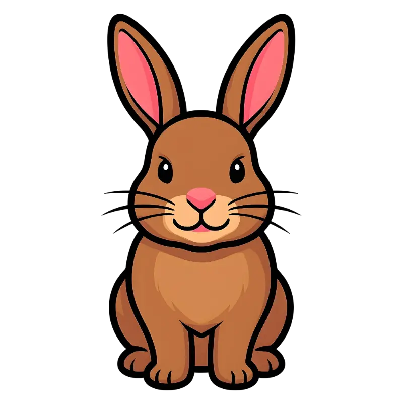 Cute Friendly Brown Rabbit Illustration Kiss Cut Sticker