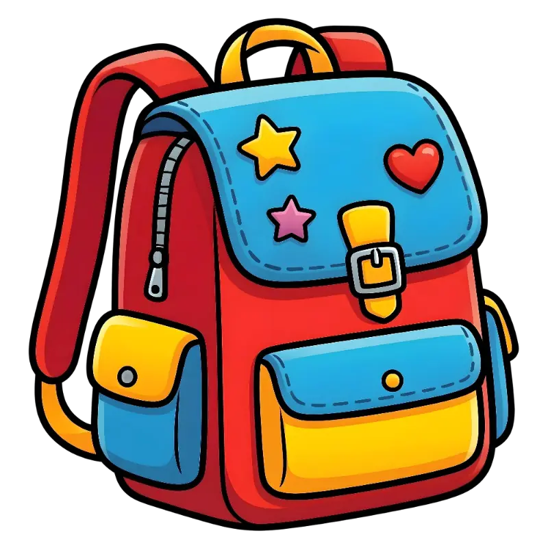 Playful Cartoon School Backpack with Star and Heart Patches