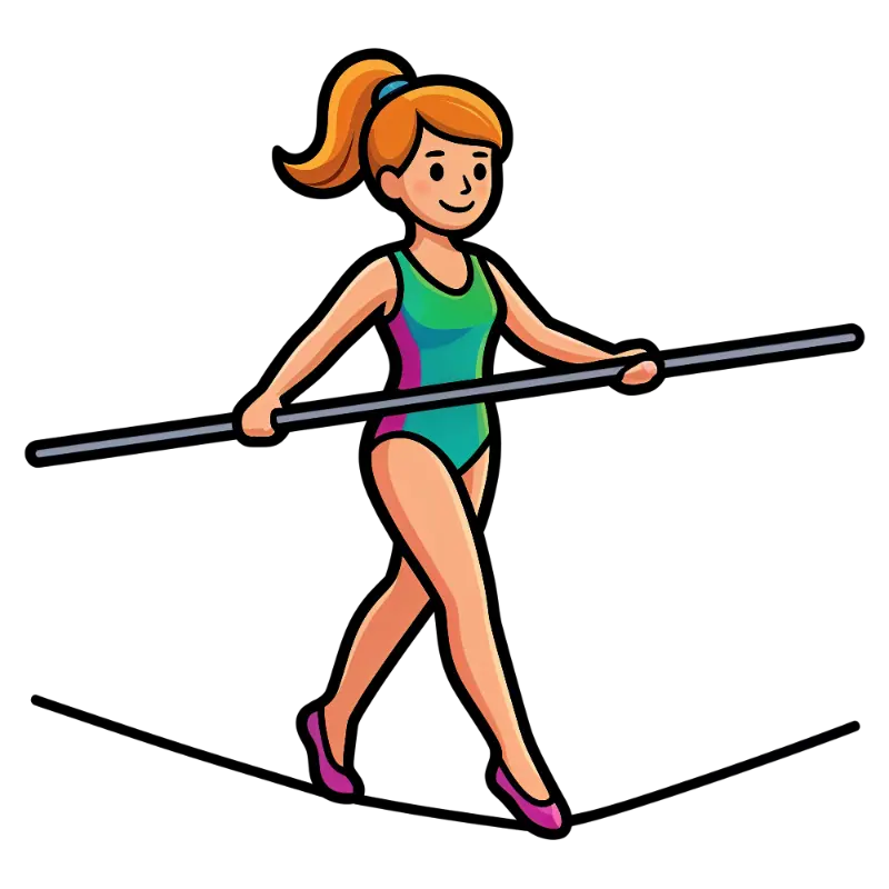 Cheerful Tightrope Performer Character