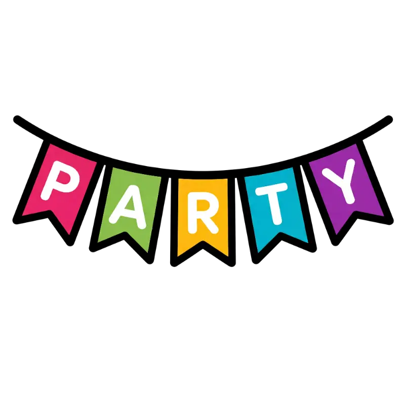 Flat Style Colorful Party Word Pennant Flag Banner