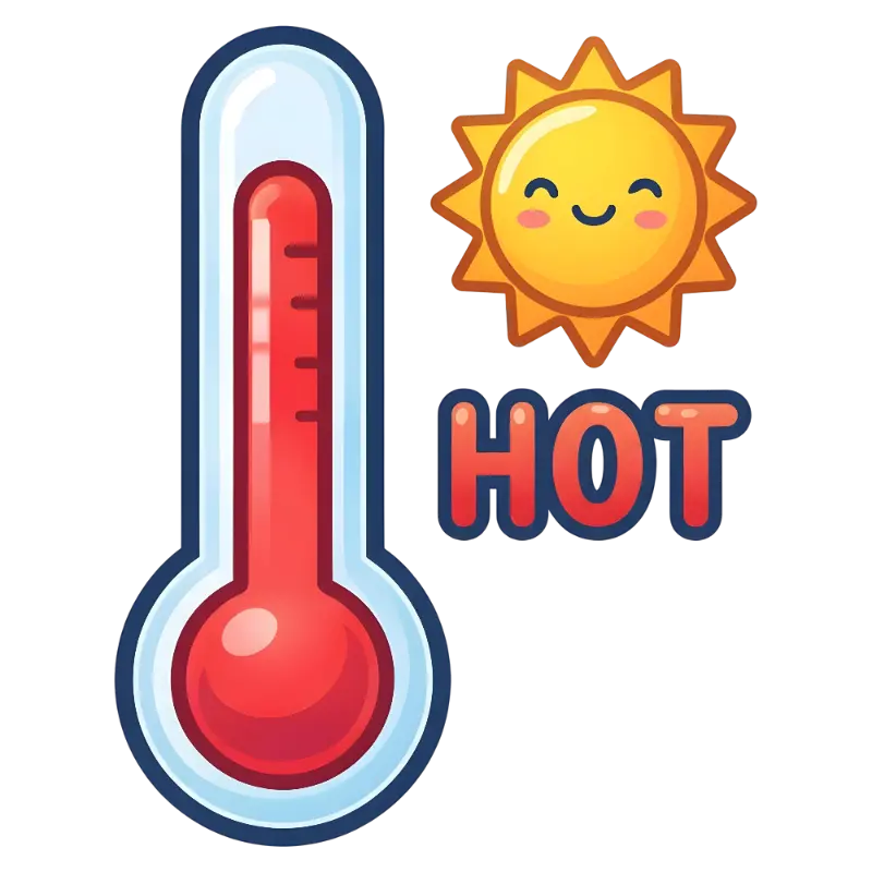 Hot Thermometer with Smiling Sun Emoji Style Graphic